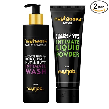 Nuutjob Hygiene Combo Pack (Intimate Wash(200ml) + Liquid Powder(100ml), Paraben Free, Long Lasting Freshness, All in One intimate Wash + Shampoo + Body Wash, For Men & Boys