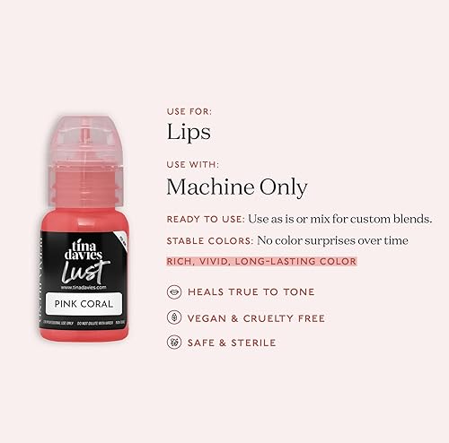 Miniatura 5 de Tina Davies Pigmentos de labios Professional Envy & Lust - Maquillaje permanente de labios - Los colores curan fieles al tono - Alta retención -