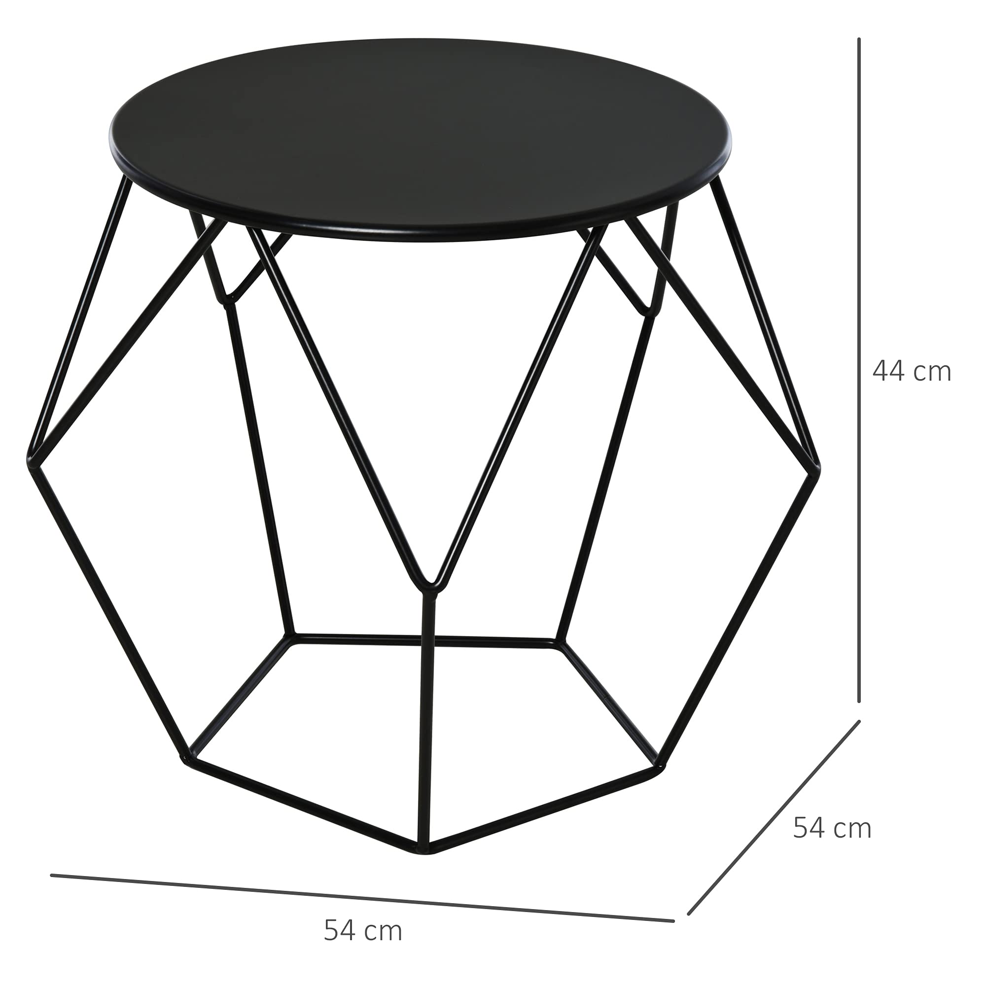 homcom Tavolino da caffè Salotto Design Nordico Minimalista Geometrico Ampio Piano, Acciaio, 54x54x44cm