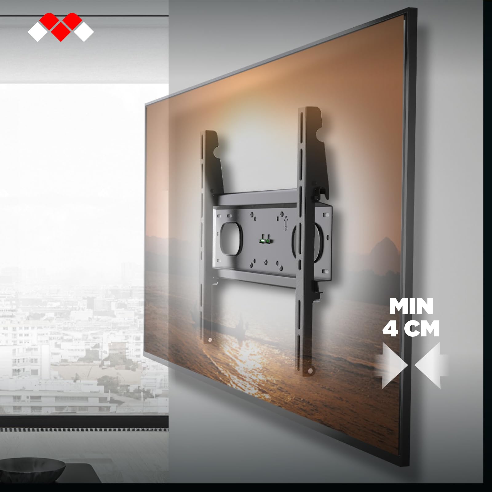 Meliconi Slimstyle Plus Extra 400F, Supporto TV Parete 32" a 88" VESA 200-300-400, Portata Max 60 Kg, Adatto Anche a Pareti in Cartongesso, con Sistema Fast Block, Made in Italy