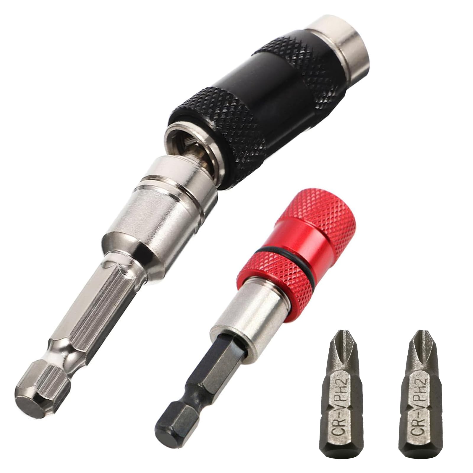 2 Porte-embouts Magnétiques 1/4'' – Changement Rapide Pour Visseuse, Rouge/noir/argent