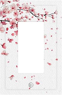 Decorative Outlet Covers Watercolor Pink Cherry Blossom Falling Petal 1 Gang Rocker Light Switch Covers Single Decora Gfci Device Wall Plate for Bedroom Living Room Office Decor