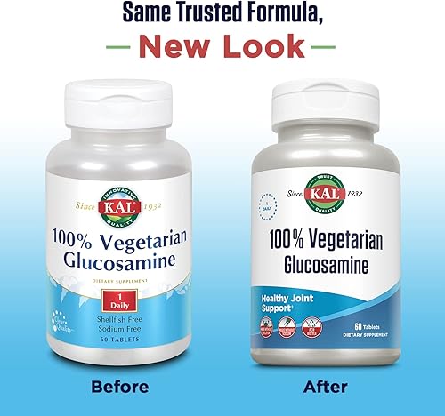 Miniatura 2 de KAL Glucosamina 100% vegetariana 1000 mg, suplemento de salud articular con HCl de glucosamina vegana, apoyo articular para comodidad y movilidad,