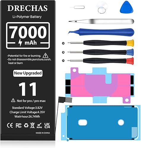DRECHAS 7000 mAh Batería para iPhone 11, 2023, nueva batería de repuesto de polímero de litio de alta capacidad mejorada de 0 ciclos para iPhone 11