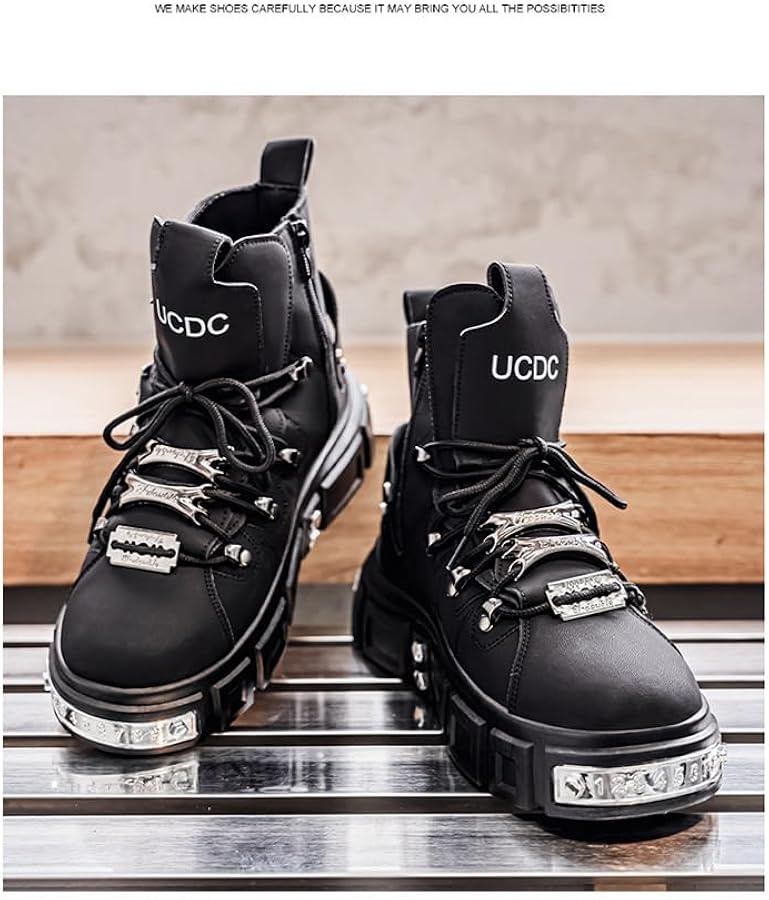靴 Archive Y2K leather Gimmick Boots Swag Amazon.com | Y2K Industrial Gothic Faux Leather Platform Combat