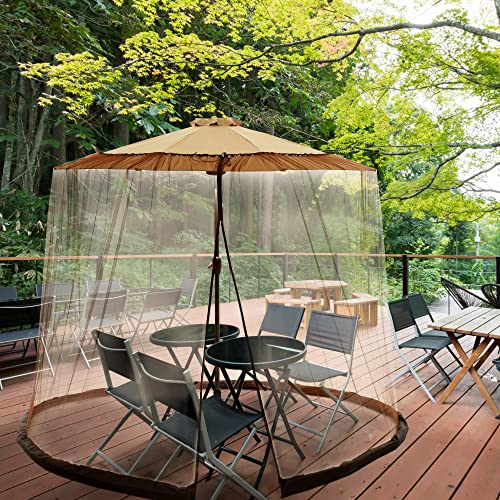 Sparkle Race Patio Umbrella Mosquito Net, Patio Mosquito Netting For Cantilever Umbrella, Brown Mosquito Netting Offset Umbrella Outdoor Patio Screen For 9-11’ Deck Table Umbrellas Outside Canopy Tent #TOP4