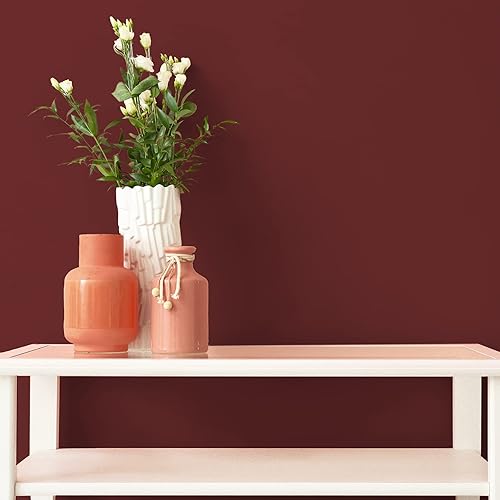 Miniatura 9 de Papel tapiz de color rojo oscuro para despegar y pegar, papel tapiz rojo grueso para dormitorio, 30 x 118 pulgadas, papel de pared autoadhesivo con