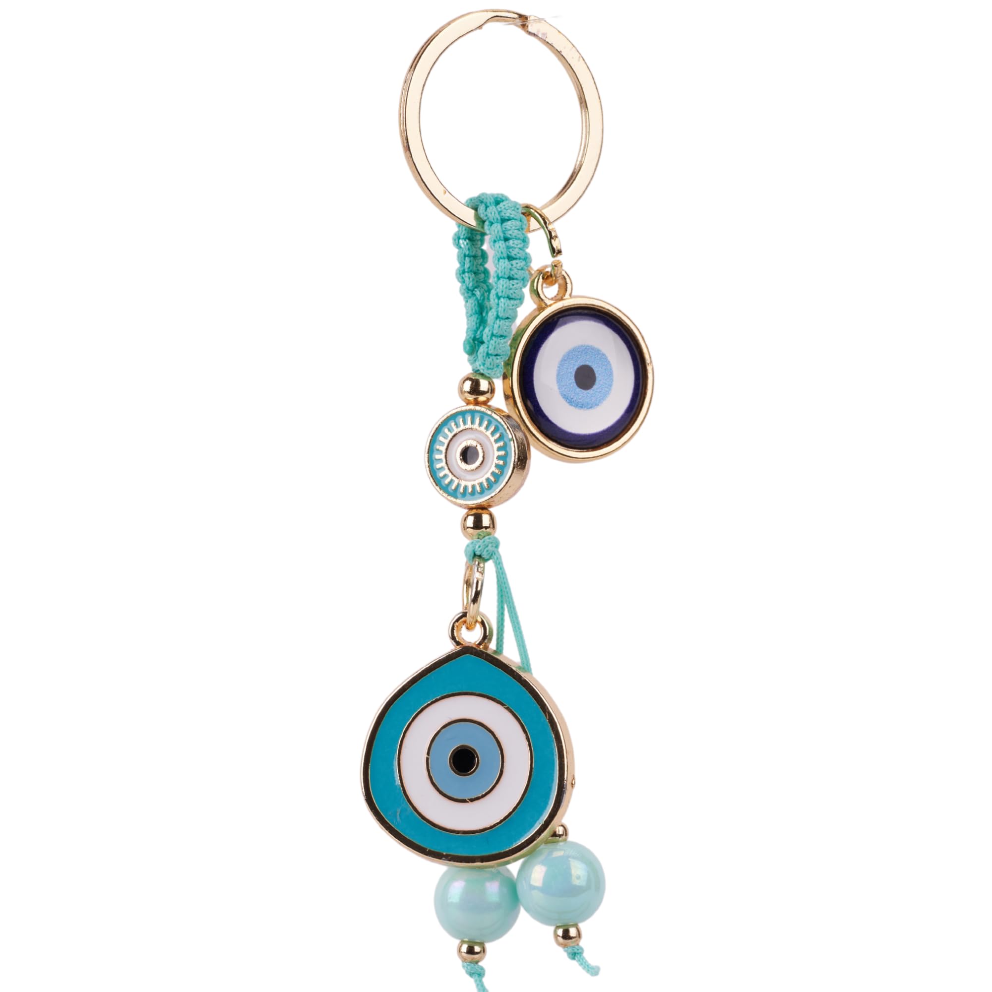 Evil Eye Keychain Bag Charm - Good Luck & Protection Amulet - Car Keyring Purse Accessories for Women