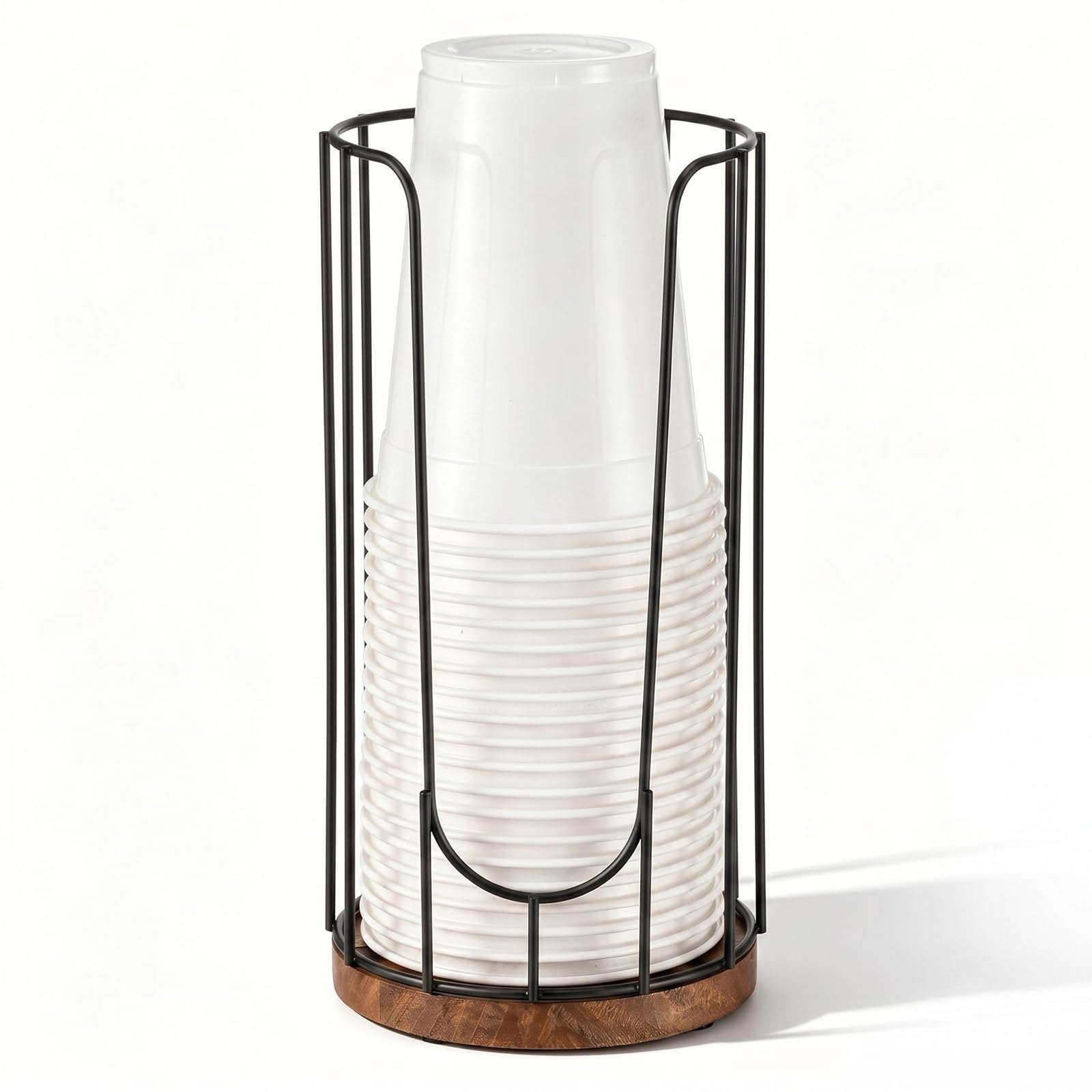 Geelin 18oz Adjustable Coffee Cup Dispenser with Wooden Base