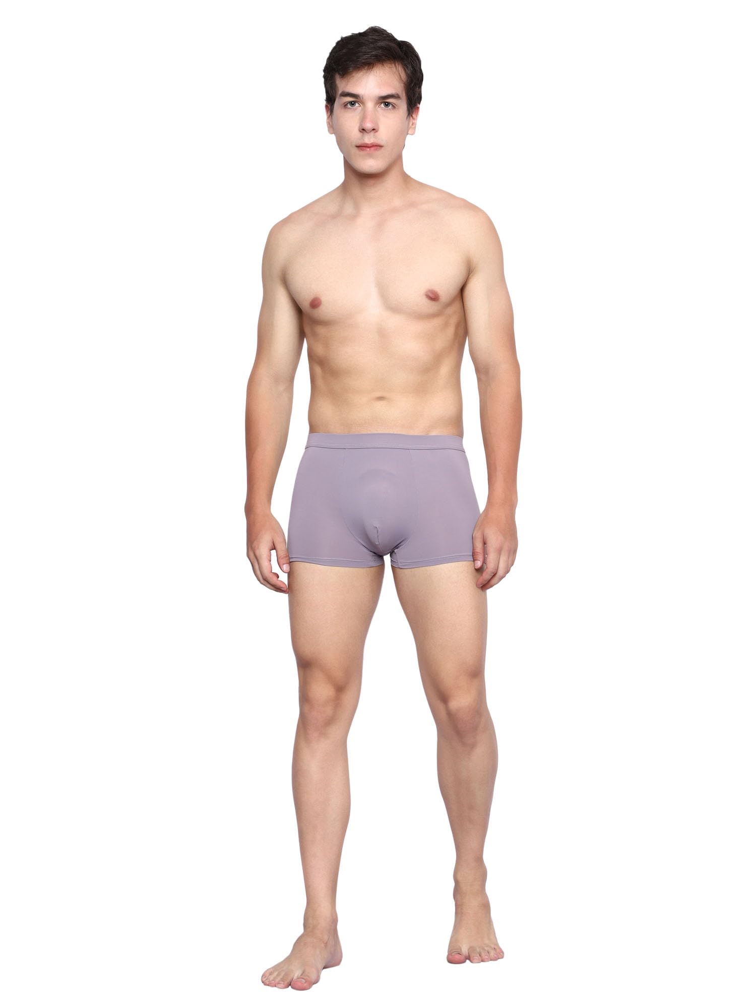 Men Ice-Silk Boxer Brief Medium Rise Soft Breathable Plain Underwear Multicolor (Pack of 1)-picture-34