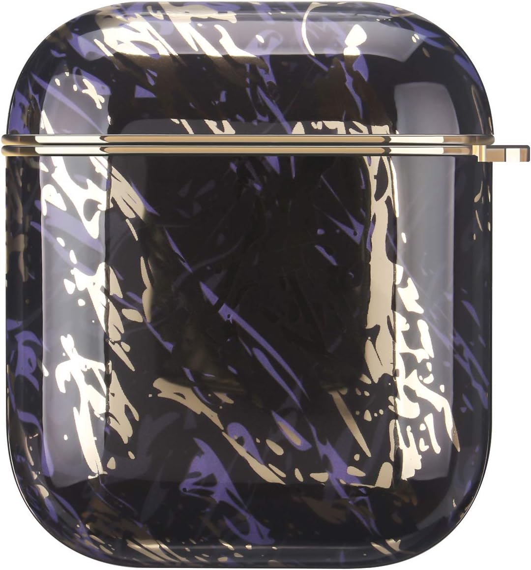 GOLINK Chrome Case for Airpods 1st/2nd, 360° Protective Stylish Marble Design for Airpods 1/2 Charging Case(Black)