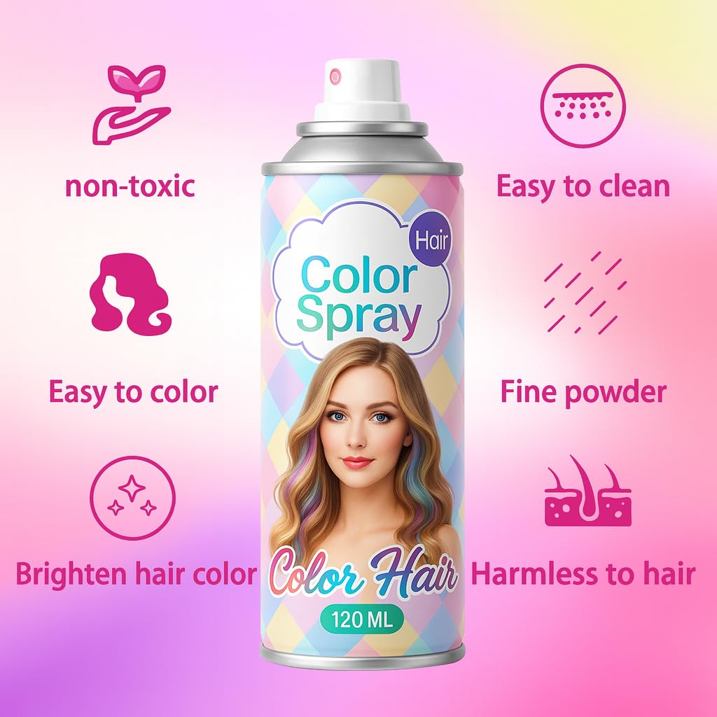 SPRINGSUGAR Lot de 5 sprays de coloration temporaire pour cheveux, rose, rouge, violet, bleu, vert pour femmes, enfants, hommes, laque longue durée et lavable pour Halloween, cosplay