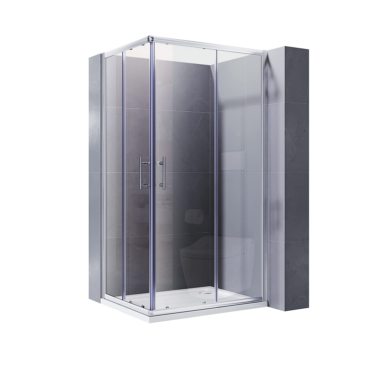 ELEGANT 760 x 760mm Square Corner Entry Shower Enclosure with Sliding Reversible Shower Door for Bathroom Enclosure Cubicle — image 1