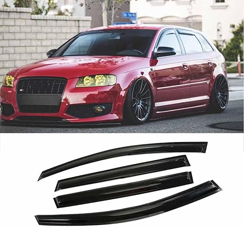 Miniatura 3 de Deflectores de ventana aptos para 2006 2007 2008 2009 2010 2011 2012 2013 Au-di A3 Hatchback 4 puertas de lluvia Viseras de Ventana Protector de