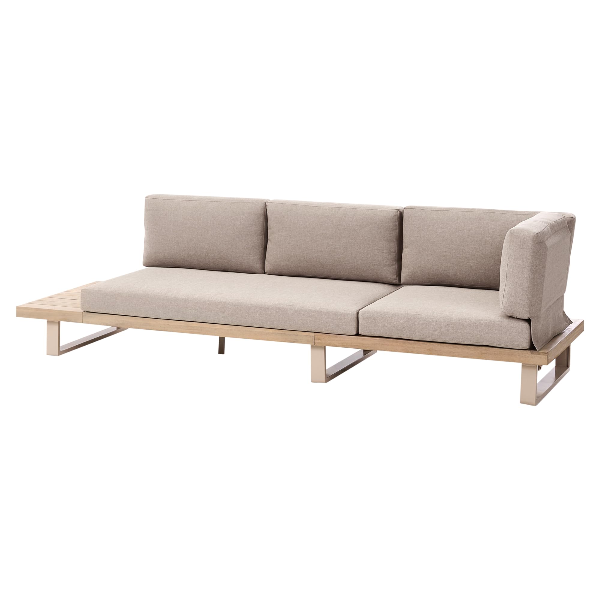 Beliani Lounge Set 5-Sitzer FSC Akazienholz Hellbraun mit Auflagen beige Taupe Mykonos