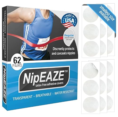 NipEaze - 4pack Value - The Original Transparent Nip Protector - Nipple Chafing Prevention; 62 Pairs