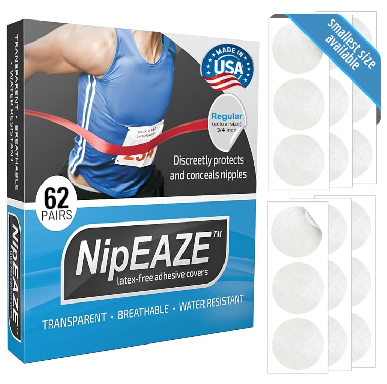 NipEaze Sport-Nippel-Abdeckungen für Männer & Frauen – Anti-Scheuer-Pads zum Laufen, Radfahren & Training, 62 Paare (124 Stück)
