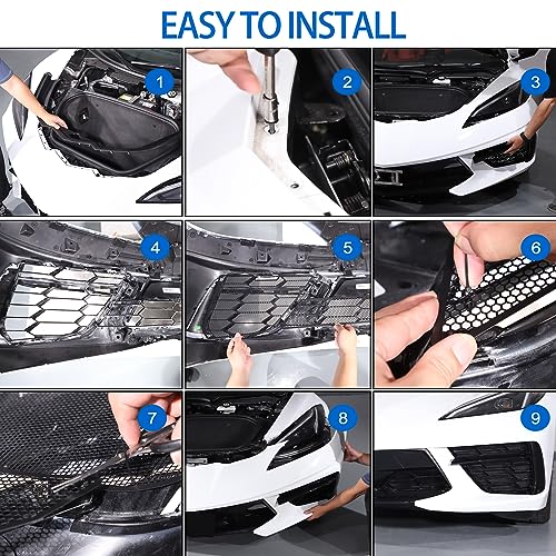 Front Intake Grill Guards Mesh Fit for Chevrolet Corvette C8 2020-2026, Stainless Steel Front Radiator Guards Grille Grille Vents Insert Mesh Accessories 4Pcs(Style B) by Fgtagtal - Image 6