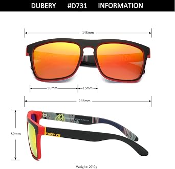 DUBERY Classic Polarized Sunglasses Retro Driving Square Sun Glasses D731