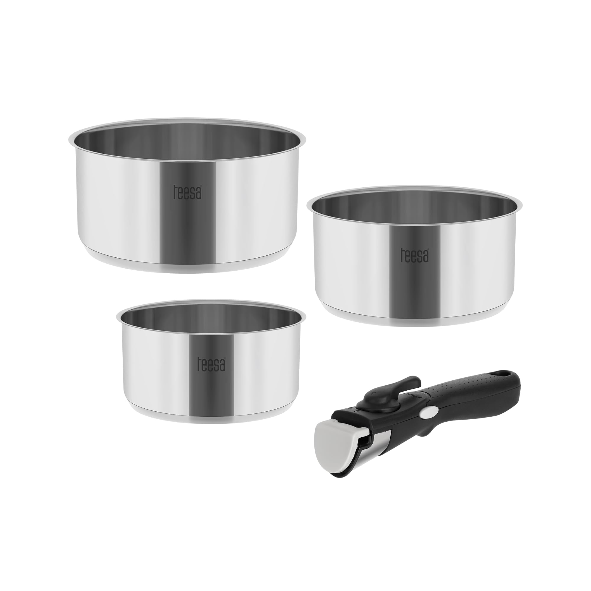 Teesa Zestaw Garnków z Odłączaną Rączką COOK EXPERT SINGLE HAND Stal Nierdzewna Typ 18/10 Wszystkie Rodzaje Kuchenek TSA0148