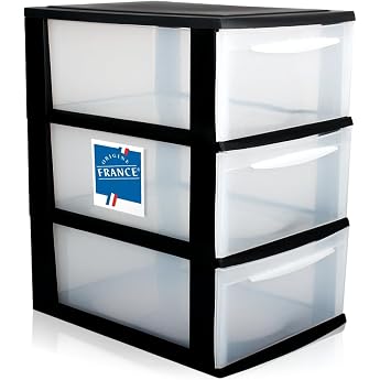 Drawer Box A4 Drawer Cabinet Plastic Desk Organiser with 3 Transparent Drawers Storage Tower 8.71 L Drawers