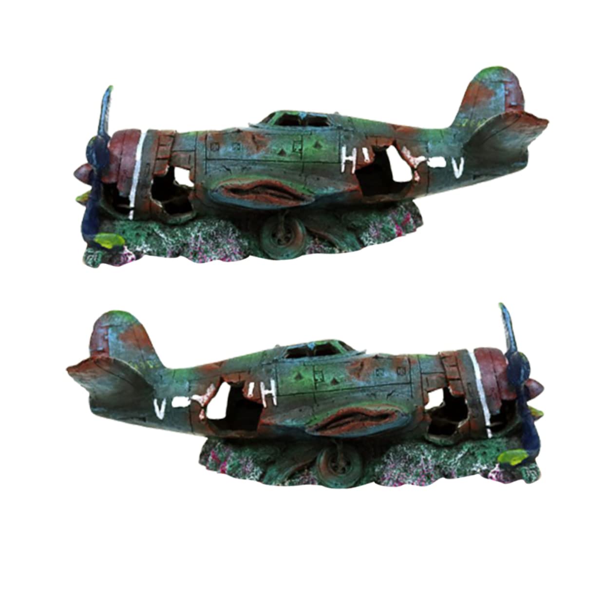 ULTECHNOVO Decoraciones para Acuarios Avión De Acuario De Resina Decoración De Paisaje Artificial para Peceras y Tanques De Agua