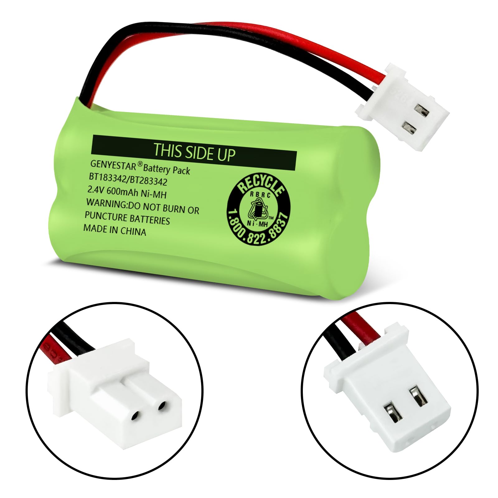 GENYESTAR BT183342 Cordless Phone Batteries NiMH 2.4V 600mAh Compatible with BT283342 BT166342 BT266342 BT162342 BT262342 CS6114 CS6419 CS6719 EL52300 CL80111 Cordless Handset Phone(2 Packs)