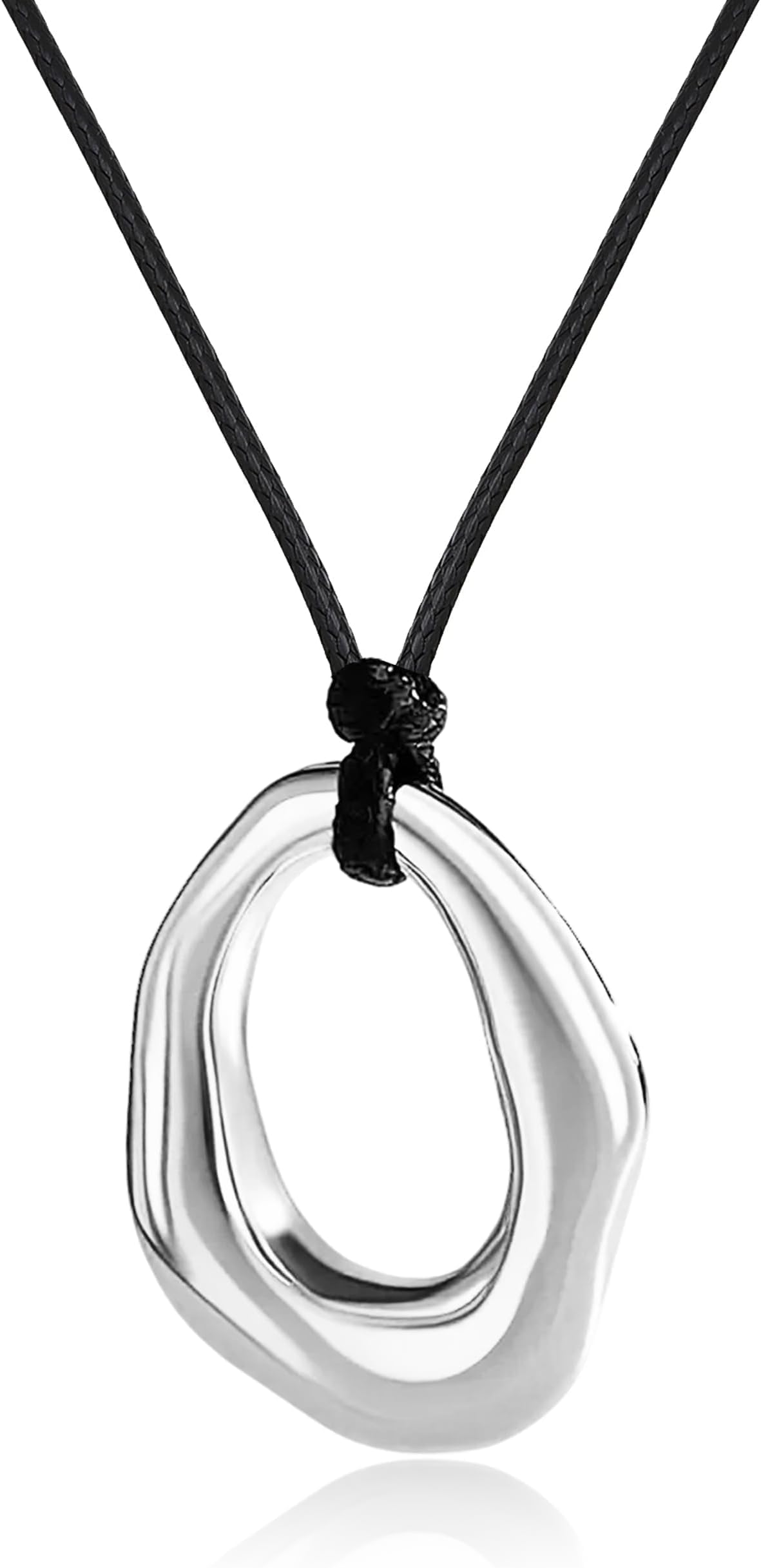 Black Cord Necklace with Gold Circle Pendant Chunky Leather Cord Necklace Large Round Pendant Statement Necklace Long Boho Jewelry Western Outfit for Women