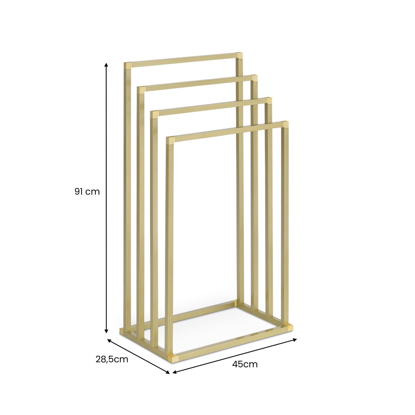 IDIMEX Porte-Serviettes sur Pied Senza en Métal Doré avec 4 Niveaux d'Étendage sur Différentes Hauteurs, Sèche-Serviettes pour de Salle de Bain