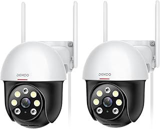 DEKCO 2K Security Camera Outdoor with Motion Detection, Home CCTV Camera 360° Pan-Tilt View, WiFi Camera with Sound-Light Alarm, Color Night Vision, 2-Way Audio, IP66 Waterproof (2 Pack)