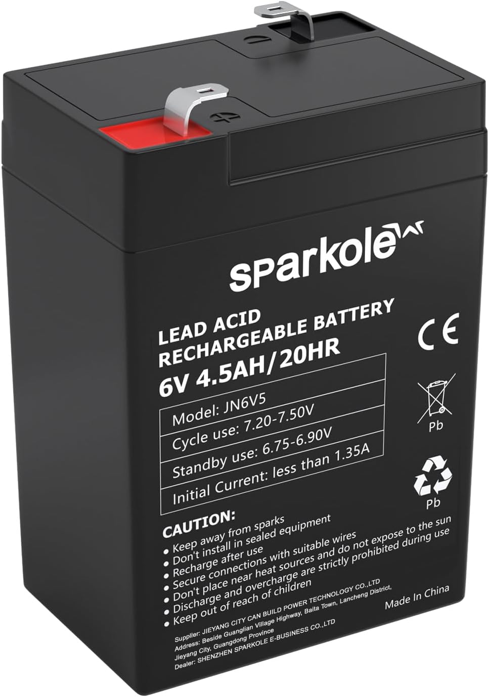 6v 4.5ah Battery Sealed Lead Acid Rechargeable Battery, Maintenance Free, for Children's Toy Car/Emergency Lighting/Solar Systems/Scooter/Deer Feeder/Electronic Scales