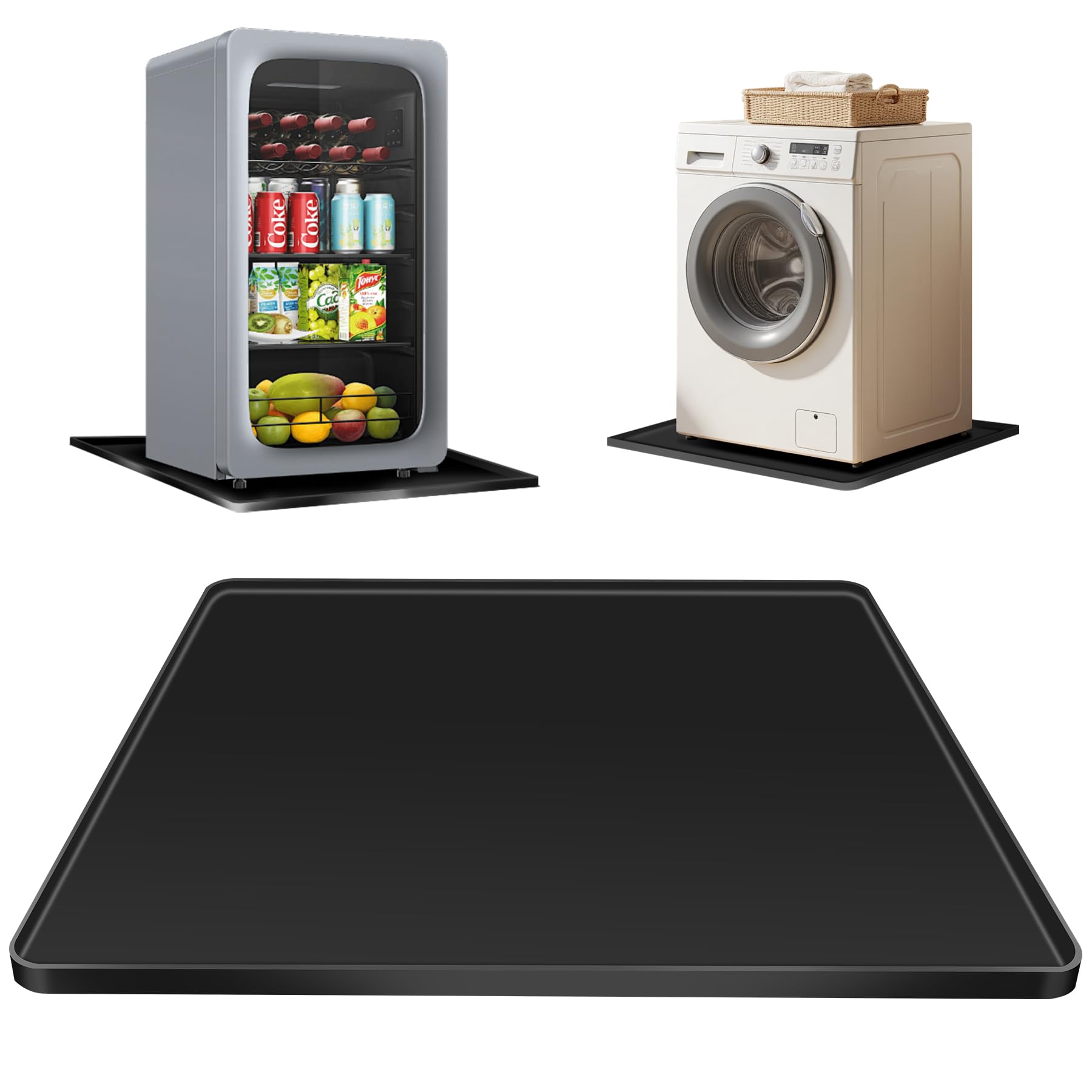 Photo 1 of ToLanbbt Mini Fridge Silicone Mat - 24" x 24" x 0.8" Mini Fridge Drip Tray Under Refrigerator Mat Carpet Floor Protector, Leak-Resistant Portable AC Pan for Washing Machine Dishwasher Dryers, Black