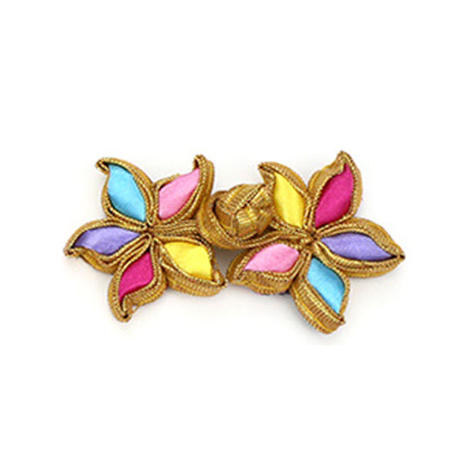 Buxuaaaa Golden Colorful Chinese Knot Frog Buttons Cheongsam Buttons Flower Chinese Closures Sewing Fasteners For Cloaks Coat Formal