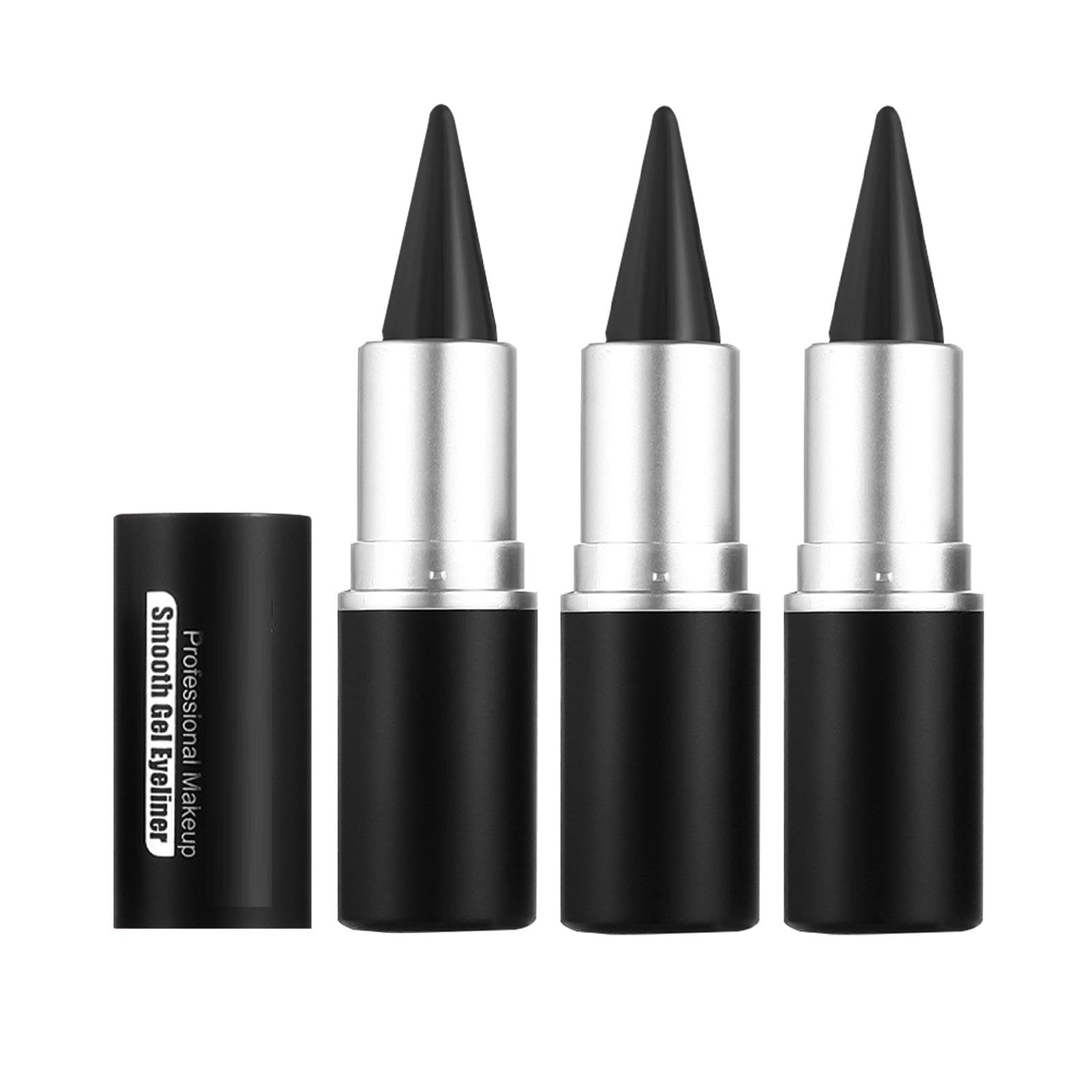 Delineador De Ojos En Gel Kajal Impermeable A Prueba De Manchas, 3 Paquetes De Lápiz Delineador De Ojos Waterproof Impala De Gel De Larga Duración Para Halloween Maquillaje Pintura Facial