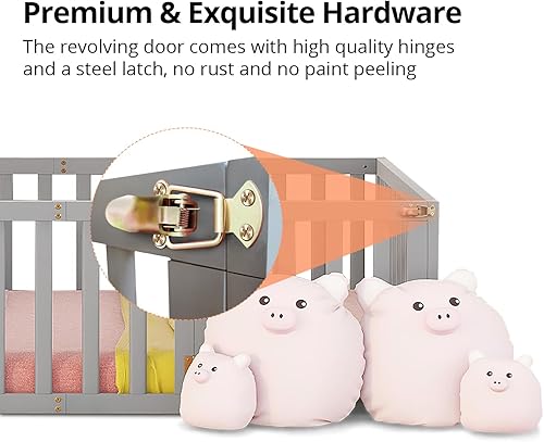 Miniatura 4 de i-POOK Cama de suelo tamaño Queen para niños marco de cama Montessori de madera resistente con valla y puerta cama Montessori para niñas y niños