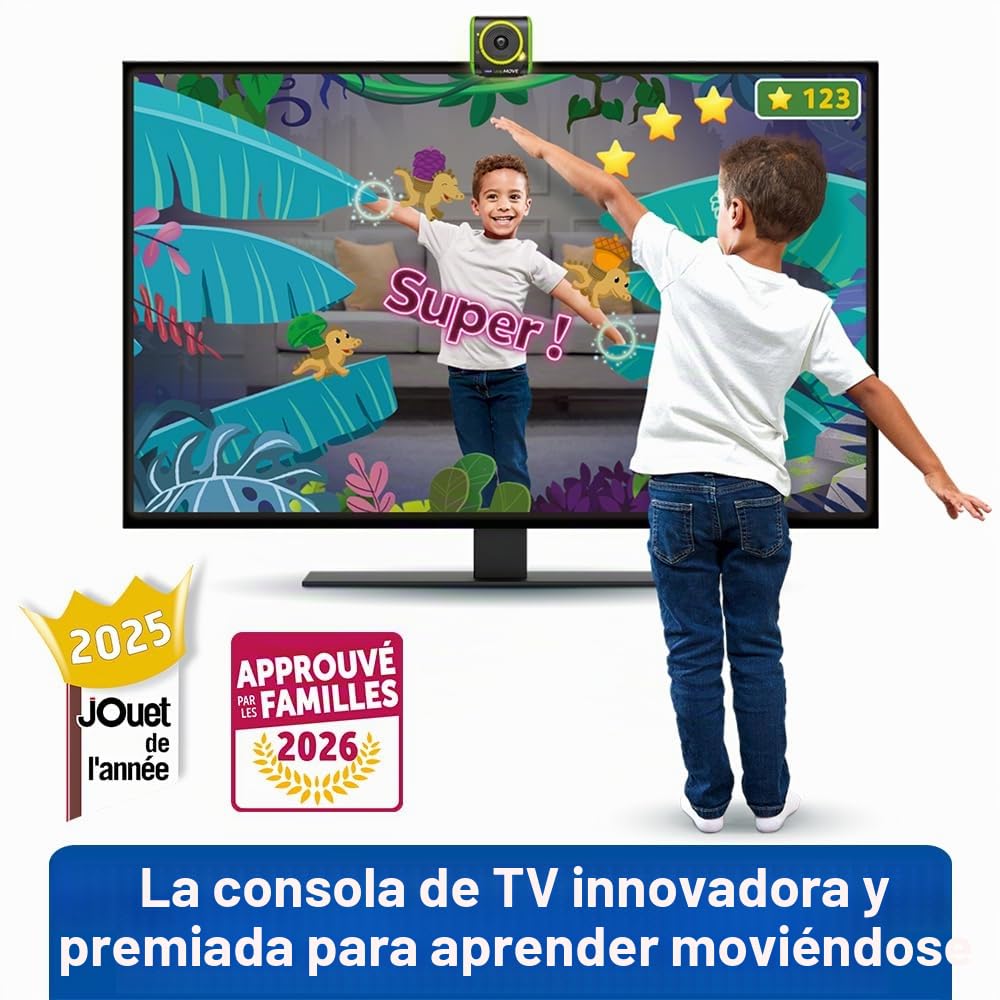 VTech LeapMOVE - Consola de TV educativa - Aprender en Movimiento con 25 Aventuras y Juegos educativos - Consola Infantil Plug & Play, USB-C/HDMI - Regalo Infantil a Partir de 4 años - Contenido en