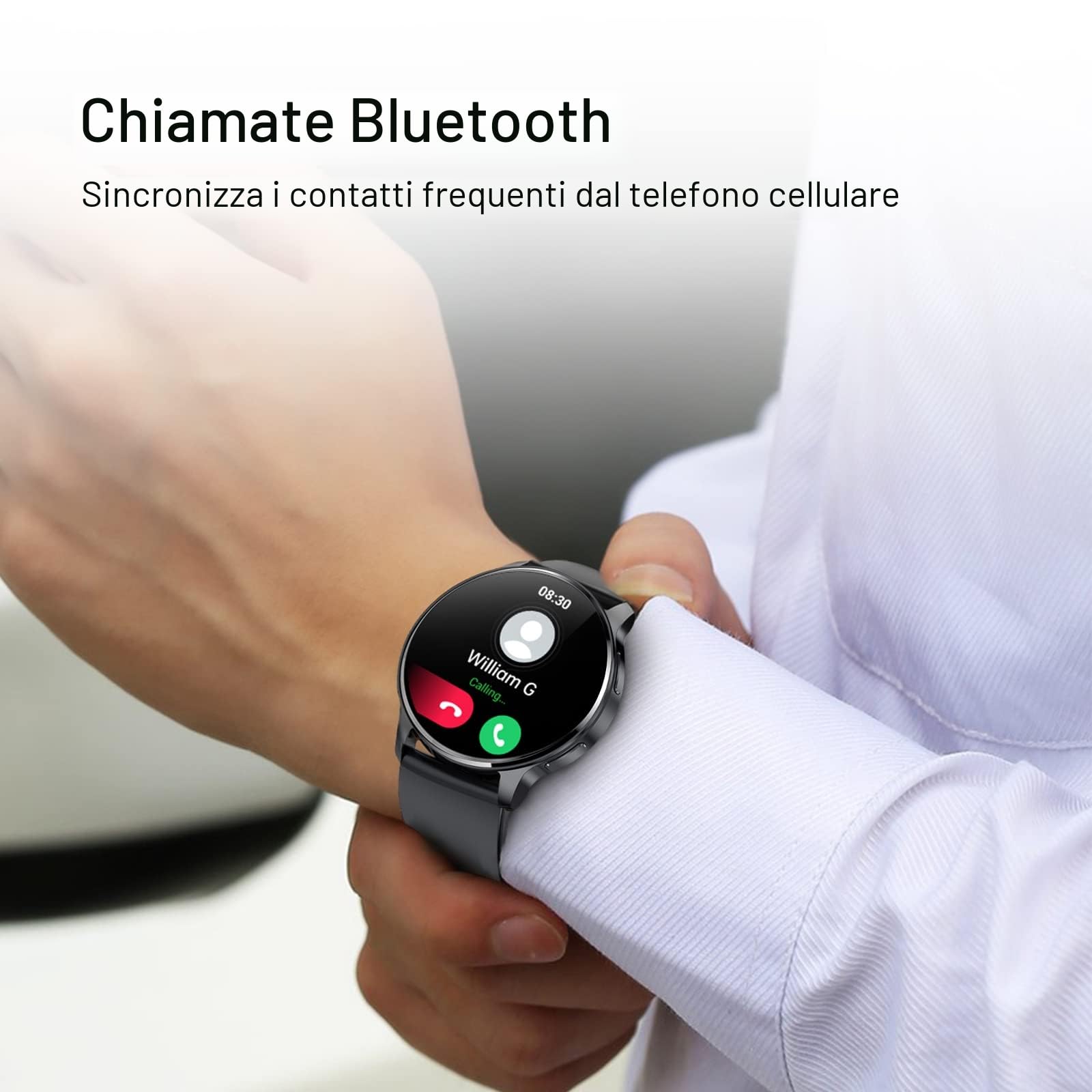 Orologio Smartwatch Donna Uomo Chiamate Rotondo con 360 * 360 Risoluzione IP67 Impermeabile 20 Sport APP Notifica Promemoria per Android iPhone