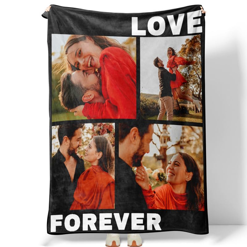 Custom Blanket Adult Background with Photo Text,Custom Blankets Heavy Sofa Blankets,Cover Gifts for Couple,Friends,Dad,Mom for Valentine,Anniversary,Birthday