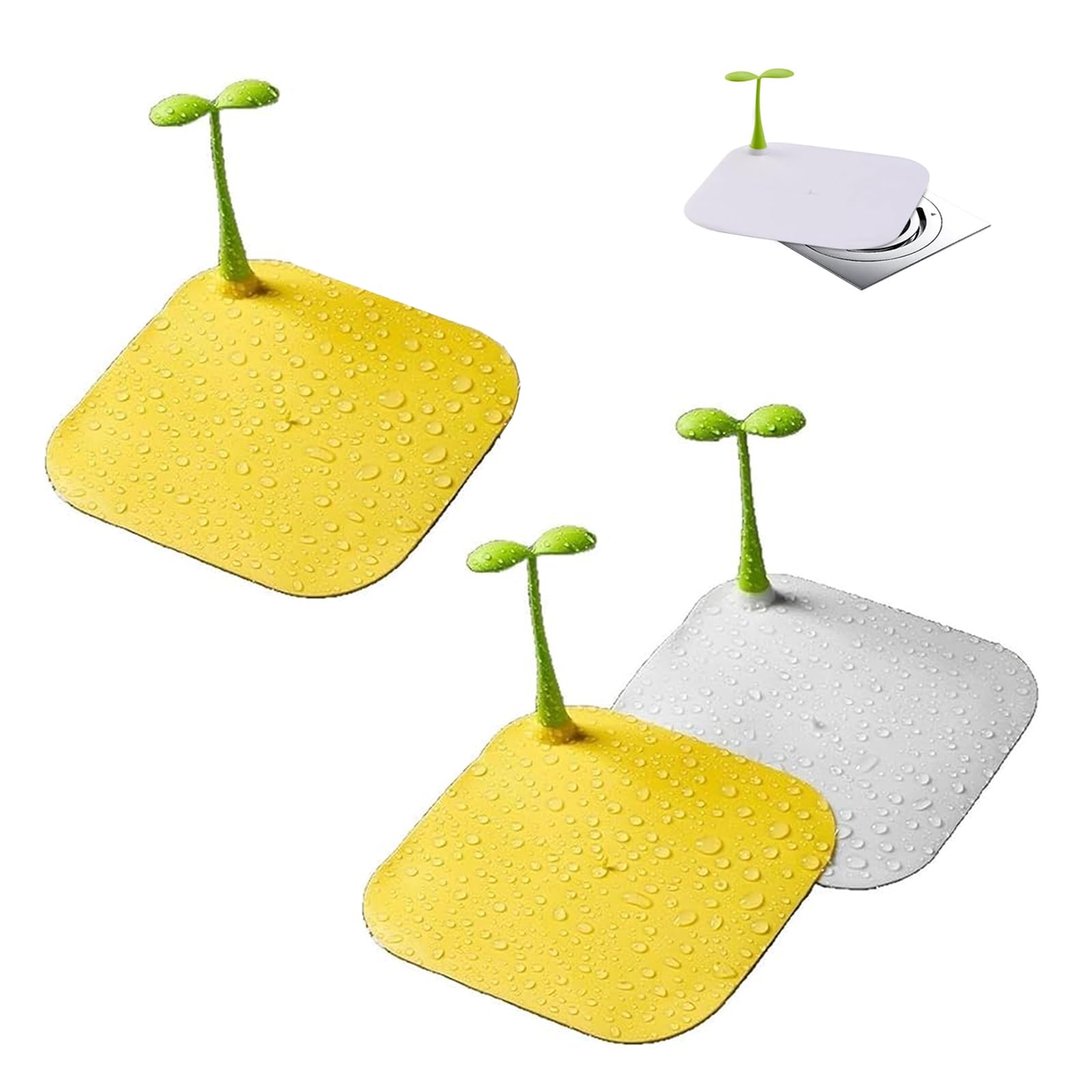3 Pack Drain Cover, Silicone Bathroom Drain Cover for Cockroach Prevention, Anti Insect, Floor, Shower Drains Covers Mesh, Many scenarios can be Used （White+Yellow）-picture-54