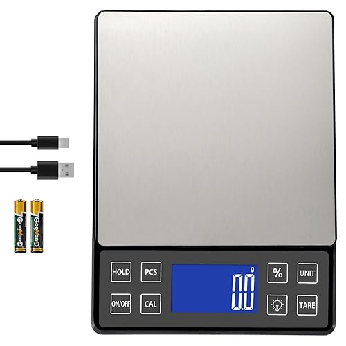 Miniatura 1 de Báscula digital de cocina con alta precisión de 0.1 g0.001 oz, báscula de panadería de alimentos de 5 kg11 lb con función de porcentaje, función de