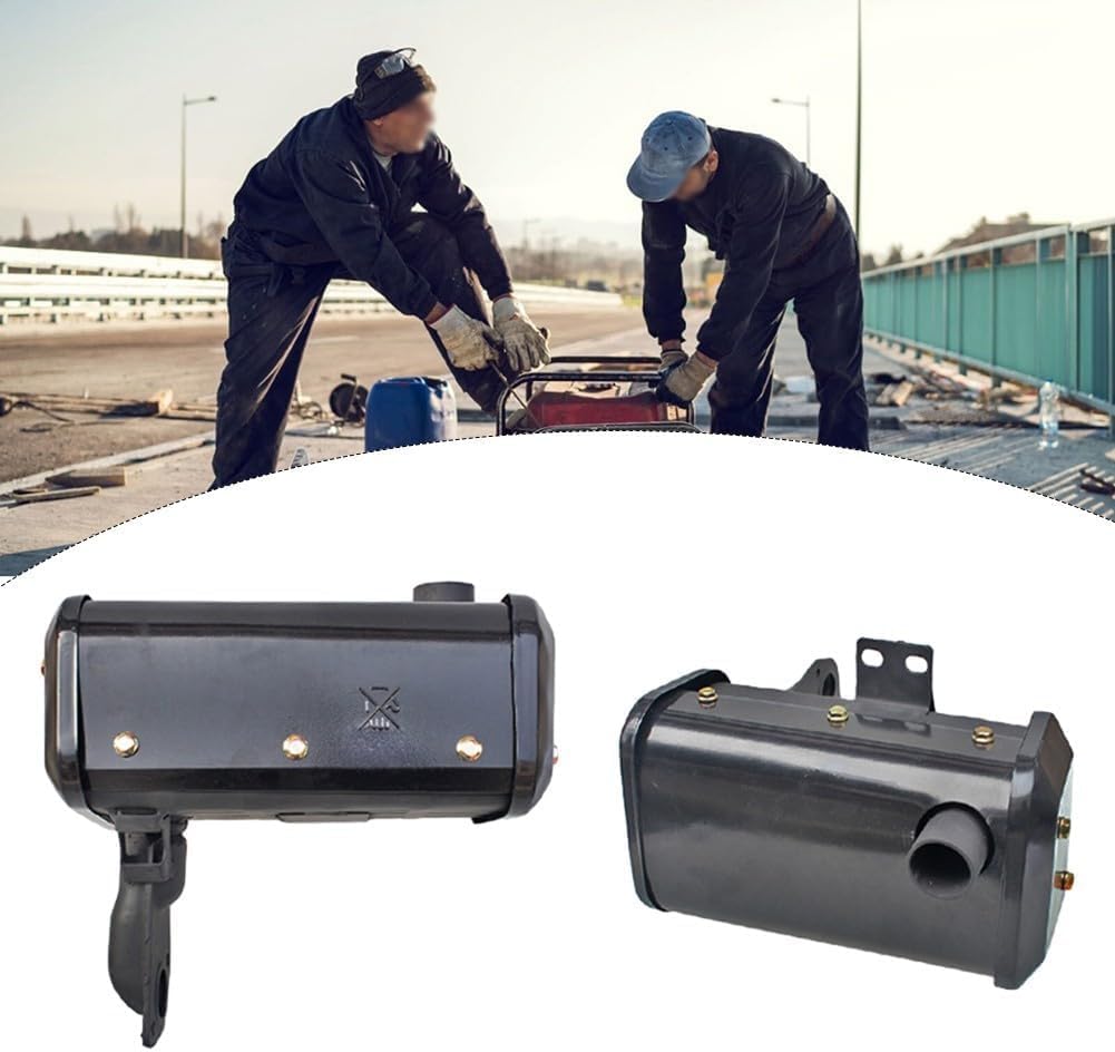 Reemplazo del silenciador del generador for motores diésel 170F 173F 178F 186F 188F 192F, silenciador de escape de aleación de aluminio for enfriar el generador de timón diésel, negro(186F/188F)