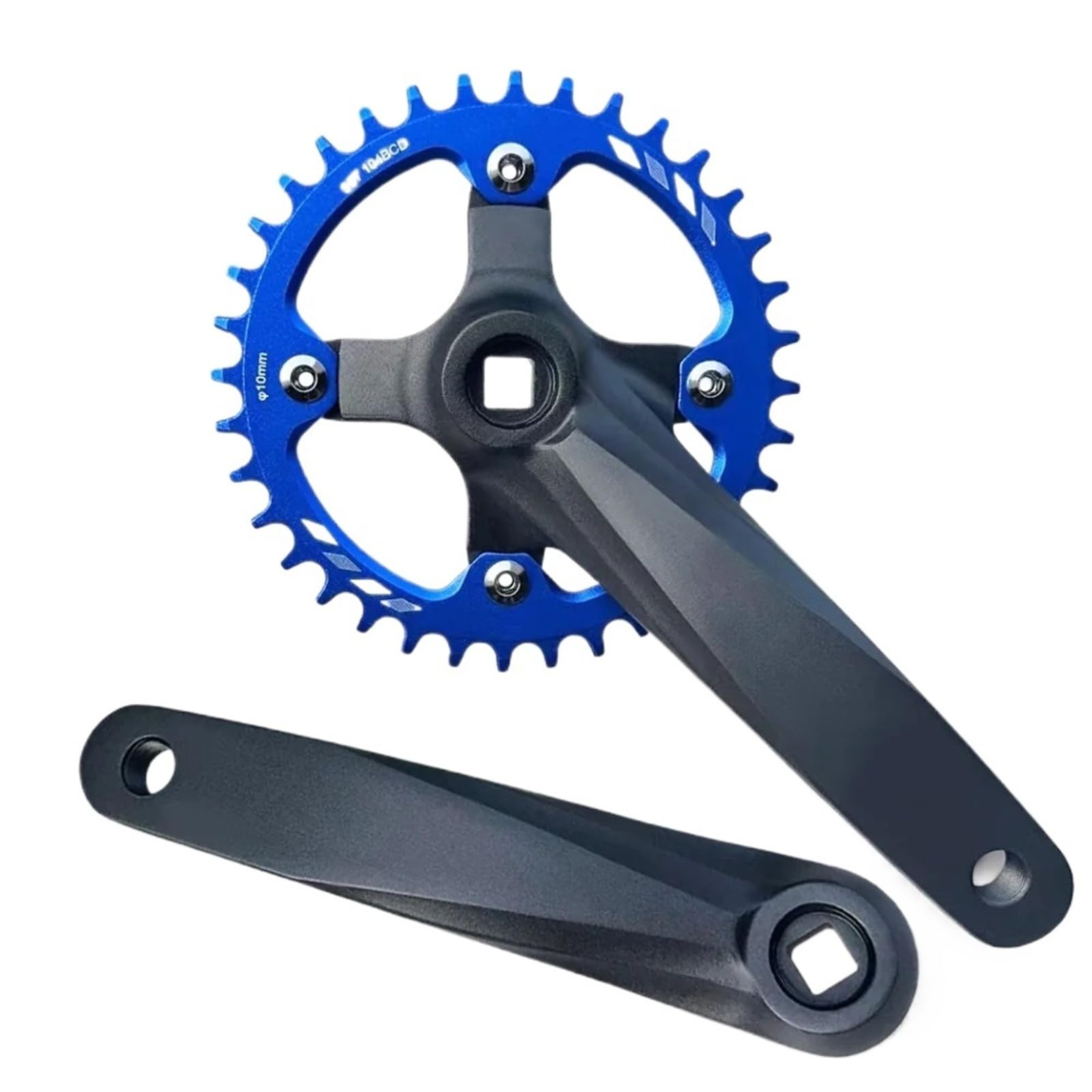 Niebieska zębatka korbowa MTB 104BCD z kwadratowym otworem 32-38T - 152/165/170 mm ramiona korbowe wąskie szerokie koło łańcuchowe/586 (34T zestaw korbowy, 152 mm)