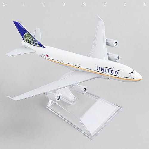 Miniatura 6 de QIYUMOKE Boeing 747 Air United 1400 Modelo de avión de metal fundido a troquel con soporte, modelo de avión, exhibición de aleación, kit de modelo