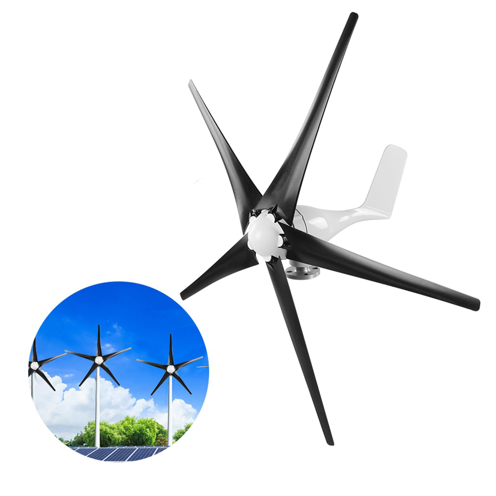 Fafeicy Generador De Molino De Viento Turbinas Pequeñas De 5 Palas Baja Vibración, Equipo De Energía Industrial De 800 W para Barcos Terrazas Cabinas, Controlador Incluido (24V)