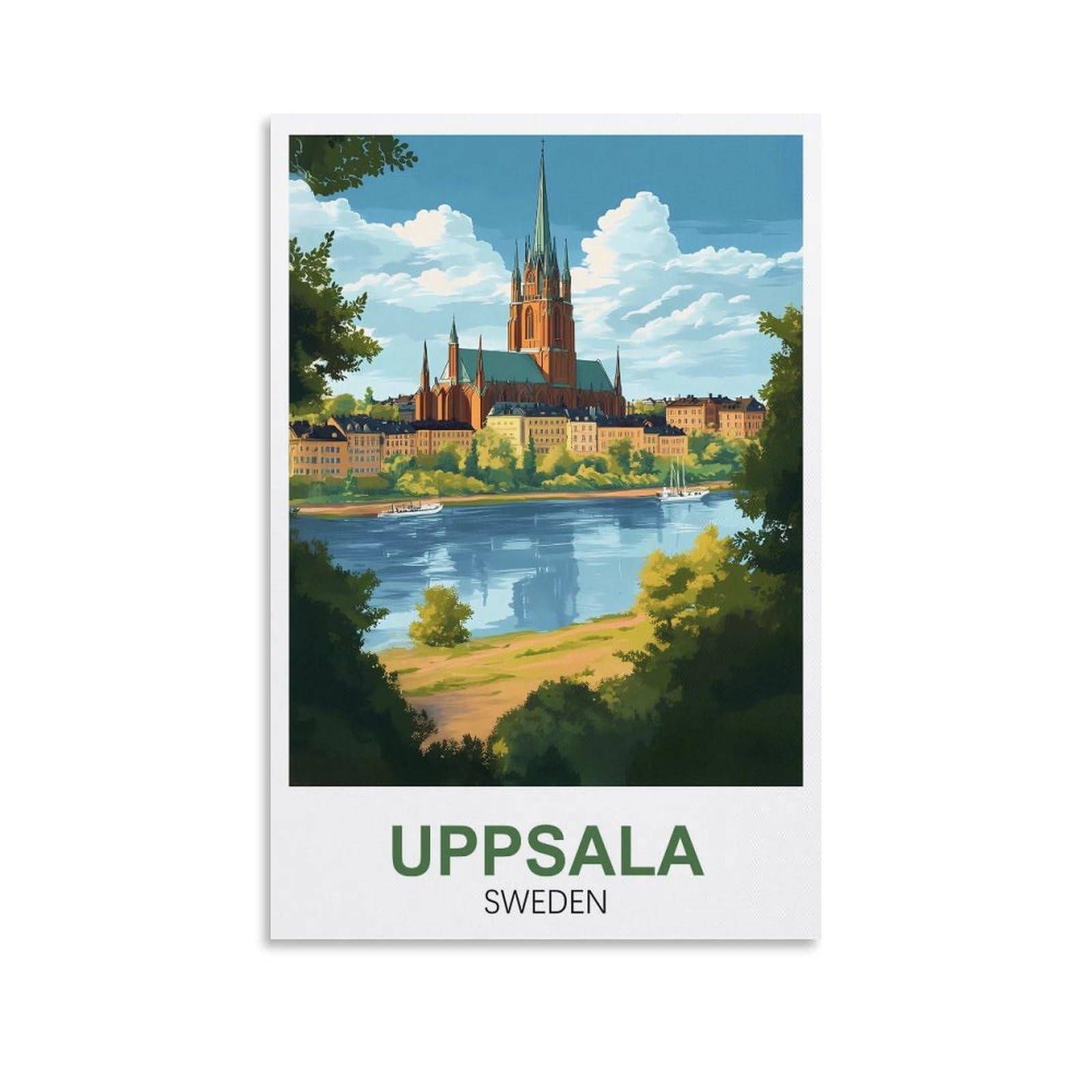 XLLYXYGJQ Uppsala Sweden Vintage Travel Posters 08x12inch(20x30cm) Canvas Wall Art Poster Print Artwork Painting Picture for Home Decoration Living Room Office Bedroom