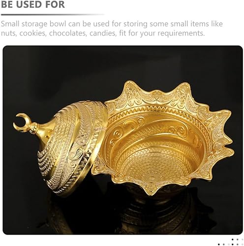 Miniatura 2 de Bandeja decorativa para decoración del hogar, cuenco dorado pequeño, cuenco de metal para dulces, chocolate turco y azúcar, tarro con tapa para