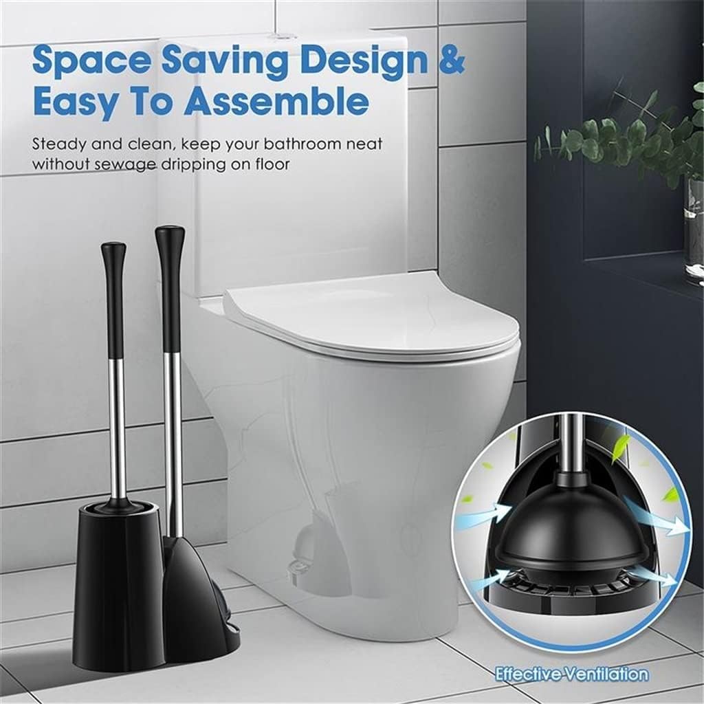 2 in 1 Toilet Plunger Brush Ergonomic Toilet Plunger Set Freestanding Toilet Cleaning Tools for Home Bathroom Cleaning Can penetrate deep into pipes and grooves to effectively clean various gaps