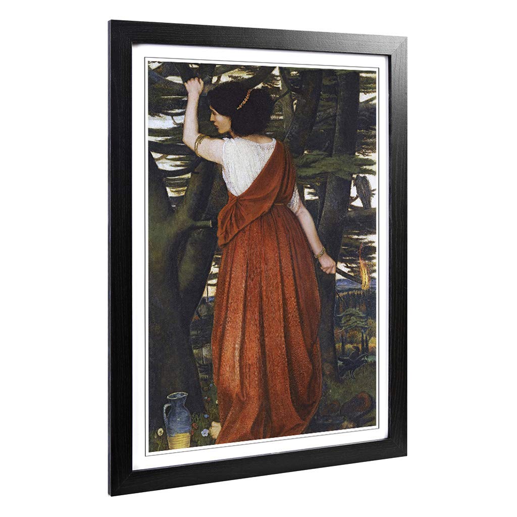 Big Box Art Framed Print of John Roddam Spencer Stanhope Lady with a Torch Design | Wall Art Picture| Home Decor for Kitchen, Living Room, Bedroom, Hallway, Black, A2 / 24.5x18 Inch / 62x45cm