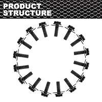 Vista 3 de Tornillo de cuerpo Tornillo Sujetador Fender M6-1.0X 0.630 in Largo - 0.394 in Hex- 0.669 in Arandela Acero Negro 20PCS