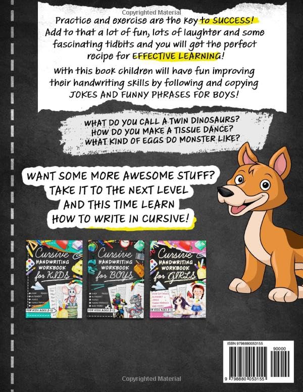 Print Handwriting Workbook for Kids with Jokes & Riddles for Boys: Trace Alphabet Letters and Penmanship Writing Improvement Practice Paper - Image 2